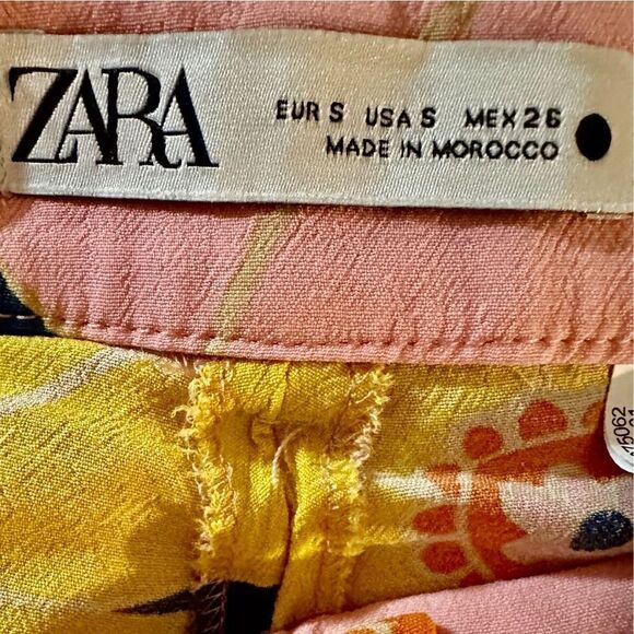 Zara Pants Multicolor Floral Print Wide Leg High Waist Trousers Size S - Picture 12 of 14